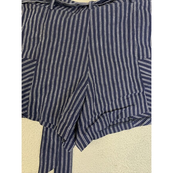 Parker Shorts Women’s Size 4 Nordstrom Rack NWT Blue W/White Pinstripes Tie Belt - Picture 12 of 16